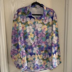 Floral Women's Blouse - Purple, Yellow, White